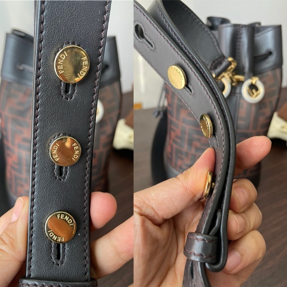 AUTHENTIC FENDI MON TRESOR BROWN BUCKET BAG IN ZUCCA MESH RETAIL 2,490$ - Picture 16 of 17